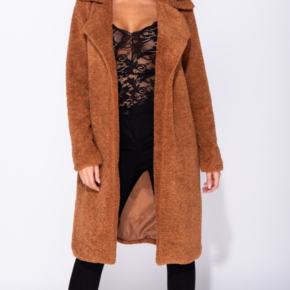 5🌟 Autumn Goalz Rust Teddy Faux Fur Duster Jacket - Picture 9 of 15